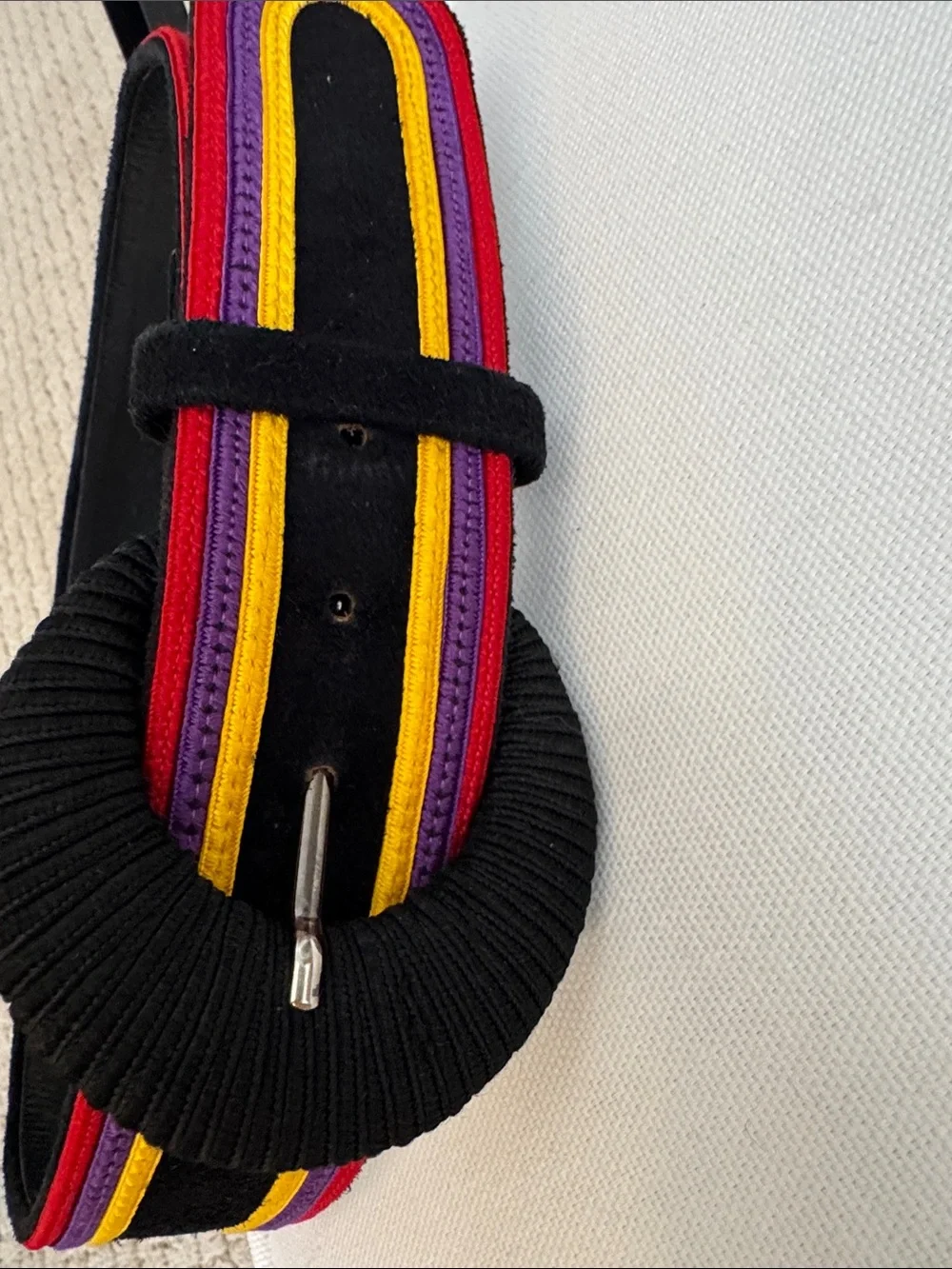 Vintage Yves Saint Laurent Wide Striped Suede Statement Belt YSL Small